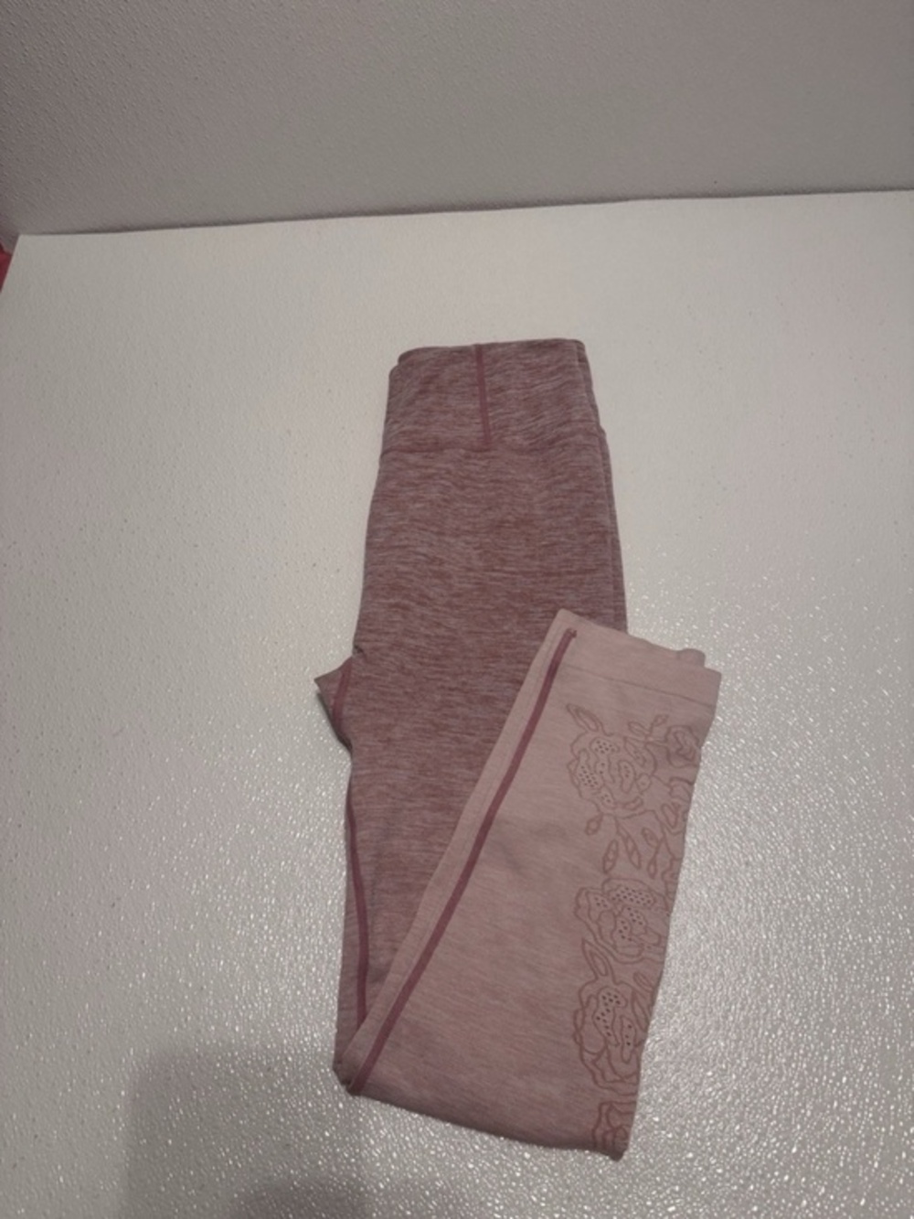 Calia by Carrie Underwood Large Heathered Pink w/Floral Print Pull-On Leggings